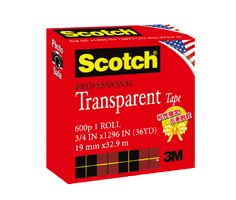 思高® 专业透明胶带 600P-H33，12.7 毫米 x 33 米