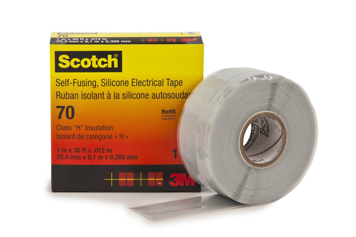 Scotch® 70自融硅橡胶电工胶带，1英寸×30英尺